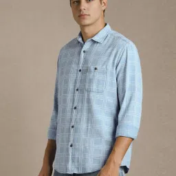 Louis Philippe Blue Slim Fit Checks Shirt image 3