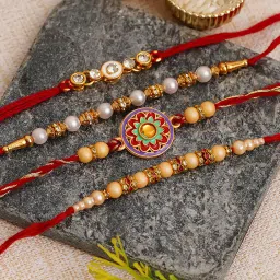 eCraftIndia Assorted Multicolor Rakhi with Saraswati Idol image 3