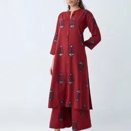 Utsa by Westside Maroon Printed A-Line Kurta image 3
