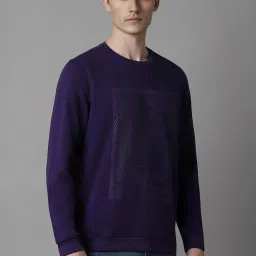 Louis Philippe Purple Cotton Regular Fit Printed Sweatshirt image 3