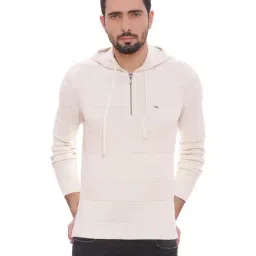 Basics Beige Cotton Slim Fit Striped Hooded Jacket-image-11