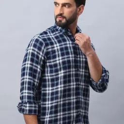 Indian Needle Blue Regular Fit Checks Shirt image 3