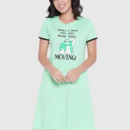 Clovia Green Graphic Print Night Dress-picture-20