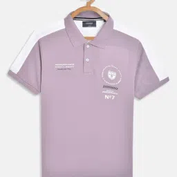 Octave Kids Purple & White Cotton Color Block Polo T-Shirt-image-86