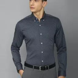 Louis Philippe Grey Cotton Slim Fit Printed Shirt-picture-37