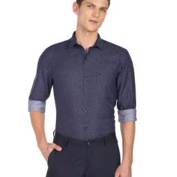 Arrow Dark Blue Cotton Regular Fit Printed Shirt-picture-31