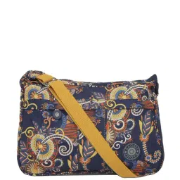 Baomi Blue & Yellow Floral Printed Medium Cross Body Bag-picture-14
