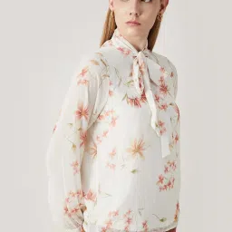 Code by Lifestyle Off-White Printed Top image 3