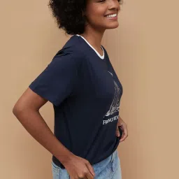 Fame Forever by Lifestyle Blue Cotton Printed T-Shirt image 3