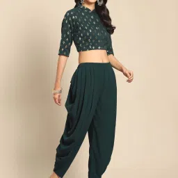 Libas Green Embellished Ready To Wear Saree With Blouse image 3