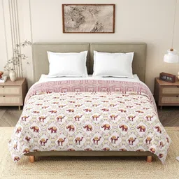 INDRA'S Red & White Ethnic Motifs Heavy Winter 150 GSM Quilt-picture-28