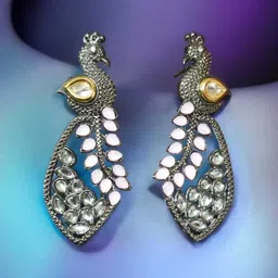 MYSTERIOUSMART Peacock Shaped Drop Earrings image 2