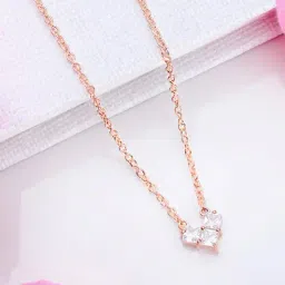 Zavya Rose Elegance Cubic Zirconia Rose Gold Plated 925 Sterling Silver Necklace-picture-13