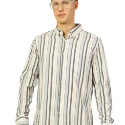 Thomas Scott Light Blue & White Cotton Slim Fit Striped Shirt-picture-24