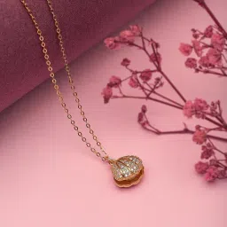 Silberry 92.5 Sterling Silver Rose Gold Open Shell Pendant with Chain-picture-18