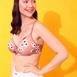 Clovia Purple Floral Print T-Shirt Bra image 3