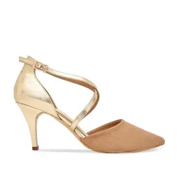 Rocia by Regal Women's Beige Ankle Strap Stilettos image 3