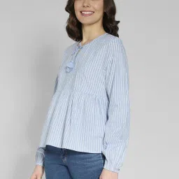 American Eagle Outfitters Blue Striped Top image 3