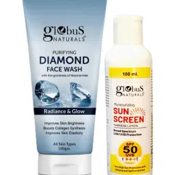 Globus Naturals Moisturizing Sunscreen SPF 50+++ & Purifying Diamond Face Wash Combo-picture-43