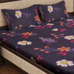 Klotthe Multicolor Cotton Blend Printed 300 TC King Flat Bedsheet with 2 Pillow Covers image 3