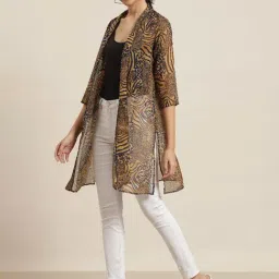 Qurvii Black & Brown Animal Print Shrug image 3