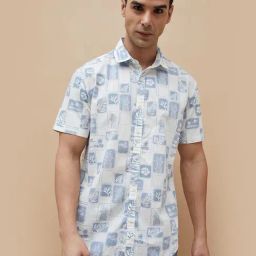 Code By Lifestyle Blue Regular Fit Printed Shirt-picture-4