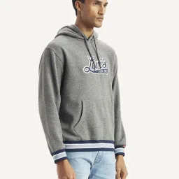 Levi's Grey Relaxed Fit Logo Printed Hooded Sweatshirt image 3