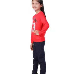 3PIN Girls Red Cotton Regular Fit Printed Sweatshirt image 3