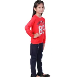 3PIN Girls Red Cotton Regular Fit Printed Sweatshirt image 2
