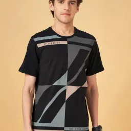 SF Jeans by Pantaloons Jet Black Cotton Slim Fit Printed T-Shirt-picture-16