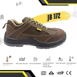 JAMA Steel Toe Safety Shoes Low Ankle PU Sole Brown Leather Size UK 12, JB172 image 4