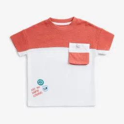 HOP Kids by Westside Dusty Orange Colourblocked T-Shirt-image-11