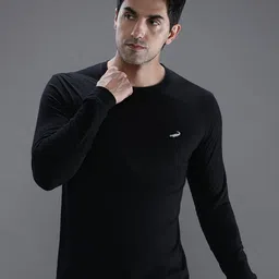 Crocodile Men Black Solid Cotton T-shirt-image-8