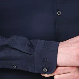 Peter England Elite Men Spread Collar Textured Cotton Formal Shirt image 5