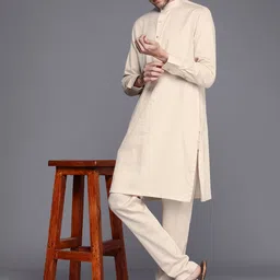 Manyavar Men Pure Cotton Kurta with Pyjamas-image-86