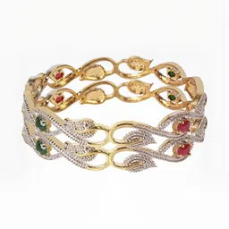 Shiv Jewels Set Of 2 Cubic Zirconia Stone-Studded Bangles-picture-38