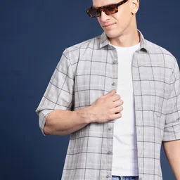 Mast & Harbour Men Standard Windowpane Checked Cotton Casual Shirt-picture-36