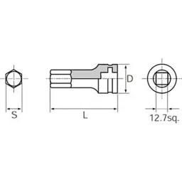 Ktc Hexagon Wrench Impact Type 6 mm 12.7 mm Sq. Drive 60 mm Length, BTP4-06P image 3