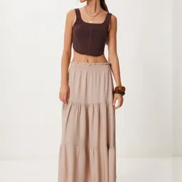 Happiness istanbul Women Tiered Maxi Skirt-image-19
