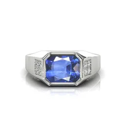 RRVGEM Unisex Silver Plated 11.50 Ratti Blue Sapphire Studded Adjustable Finger Ring-picture-32