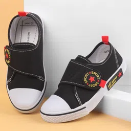 Oh! Pair Velcro Closure Casual Shoes Text Applique - Black-picture-12
