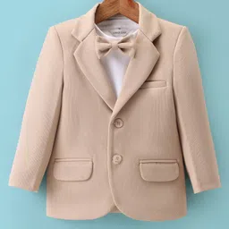 Mark & Mia Full Sleeves Blazer & T-Shirt  with Attached Bow Detailing - Beige-picture-24