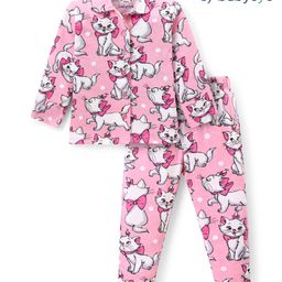 babyoye disney Babyoye Disney Cotton Knit Full Sleeves Front Open Night Suit With Aristocats Marie Graphics - Pink-picture-4