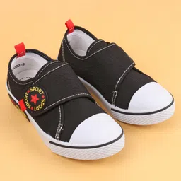 Oh! Pair Velcro Closure Casual Shoes Text Applique - Black image 2