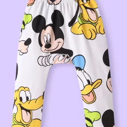 Babyhug Disney Interlock Knit Ankle Length Diaper Leggings with Mickey & Friends Graphics Pack of 3 - Red White & Light Blue image 2