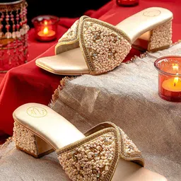 NR By Nidhi Rathi Embellished Party Block Sandals-image-40