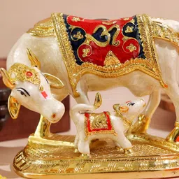 The Spiritual Living Gold-Toned & Red Kamdhenu Cow With Calf Vastu Showpiece-image-32