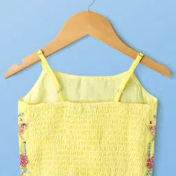 Pine Kids Woven Three Fourth Sleeves Indo Western Set with Jacket Embroidery & Sequin Detailing - Yellow image 3