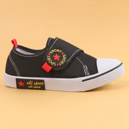 Oh! Pair Velcro Closure Casual Shoes Text Applique - Black image 4