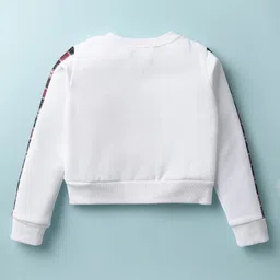 Tiara Fleece Knit Full Sleeves Bunny Face Printed & Bow Applque Detailed Sweatshirt With Pleated Skirt & Bag Set - Red image 5